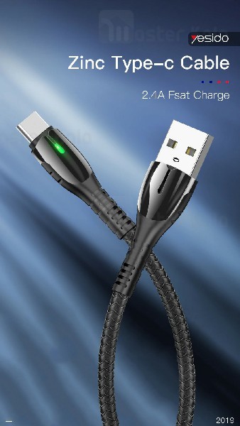 کابل Type C یسیدو Yesido CA43 Metal Charging Cable توان 2.4 آمپر